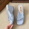 Korean Version of Lady Wind Outside Wearing Beach Cool Slippers 2025 New Summer Straps Flat Bottom with Skirt Roman Cool