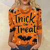 Women's Fashion Casual Round Neck Three-quarter Sleeve Halloween Printed T-shirt Top