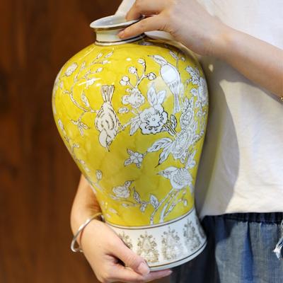 Ceramic Vase Chinese Retro Blue and White Porcelain Flower Vase Ceramic Handicraft Floral Arrangement Home Decoration