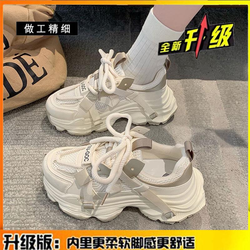 

Кожаные туфли Daddy женские весна-лето 2025 новые женские туфли на платформе увеличивающие повседневную обувь универсальная обувь спортивная обувь 40