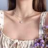 Simple double-layer imitation pearl pendant necklace fashionable double-layer pearl collarbone chain, necklace female niche design