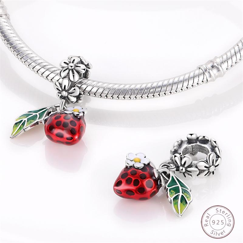 100% Copper Strawberry Sweet Sparkling Zirconia Charm Beads 3Mm Diy Holiday Exquisite Jewelry Gift Making