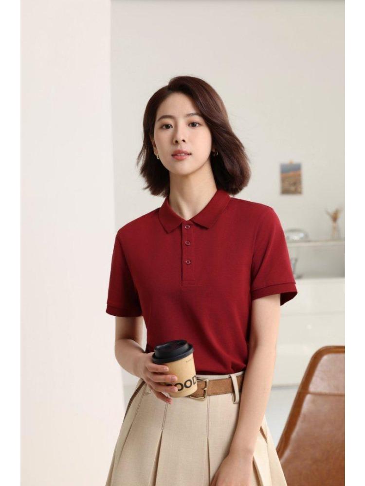 Summer Men's and Women's Lapel Short Sleeve Solid Color T-Shirt YG-688