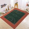 Basketball Court Pattern Carpet for Living Room and Bedroom Realistic Green and Red Sport Theme Floor Mat