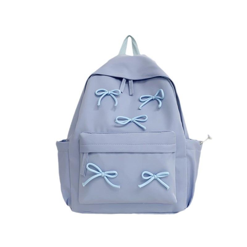 Schoolbag College Student Backpack Junior High School Student Computer Bag Korean Version Simple Girl Bow School Bag Large Capacity Backpack Female
