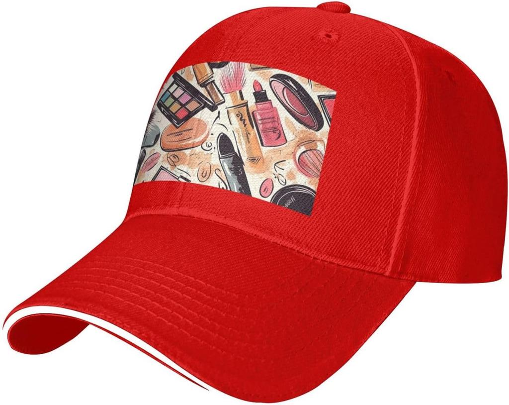 Makeup Cosmetic Pattern Baseball Cap Adjustable Polyester Print Casual Summer Dad Hat
