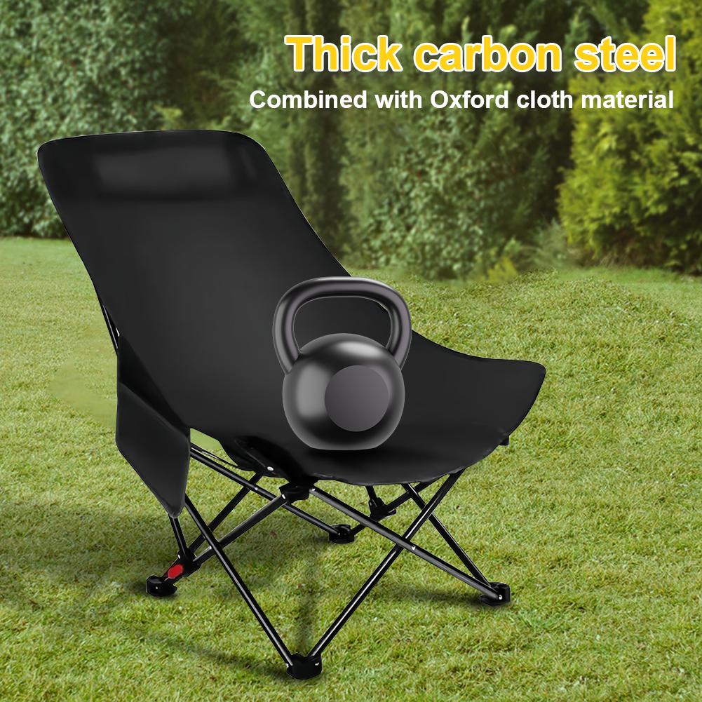 Folding Camping Chair Foldable Fishing Chair Ultralight Compact Beach Chair with Carrying Bag Adjustable for Outdoor Activities