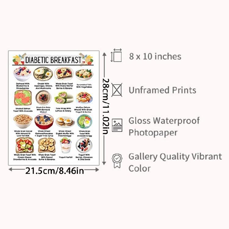 12 Pièces Tableau Alimentaire pour Diabétiques & Planificateur de Repas Liste d'Aliments pour les Courses pour Diabétiques Feuilles de Référence Alimentaire Diététique pour Diabétiques
