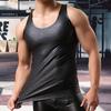 Men Club Vest Solid Color Smooth Surface Slim Fit Sleeveless Round Neck Cooling Breathable Faux Leather Plus Size Club Tank Top Men Clothes