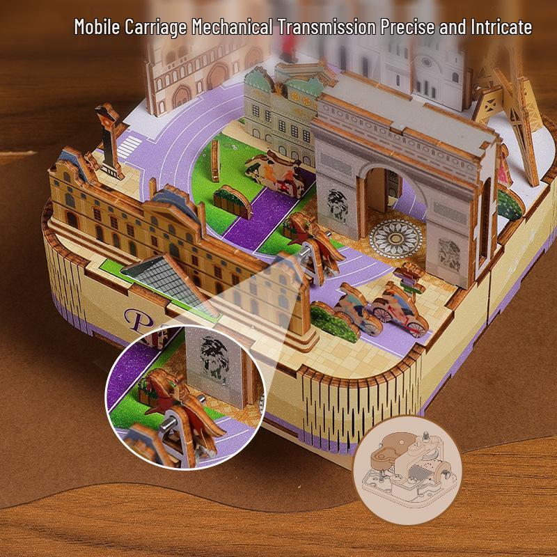 Puzzle Scatola Musicale 3D in Legno di Parigi – Ornamento Romantico e Giocattolo Antistress