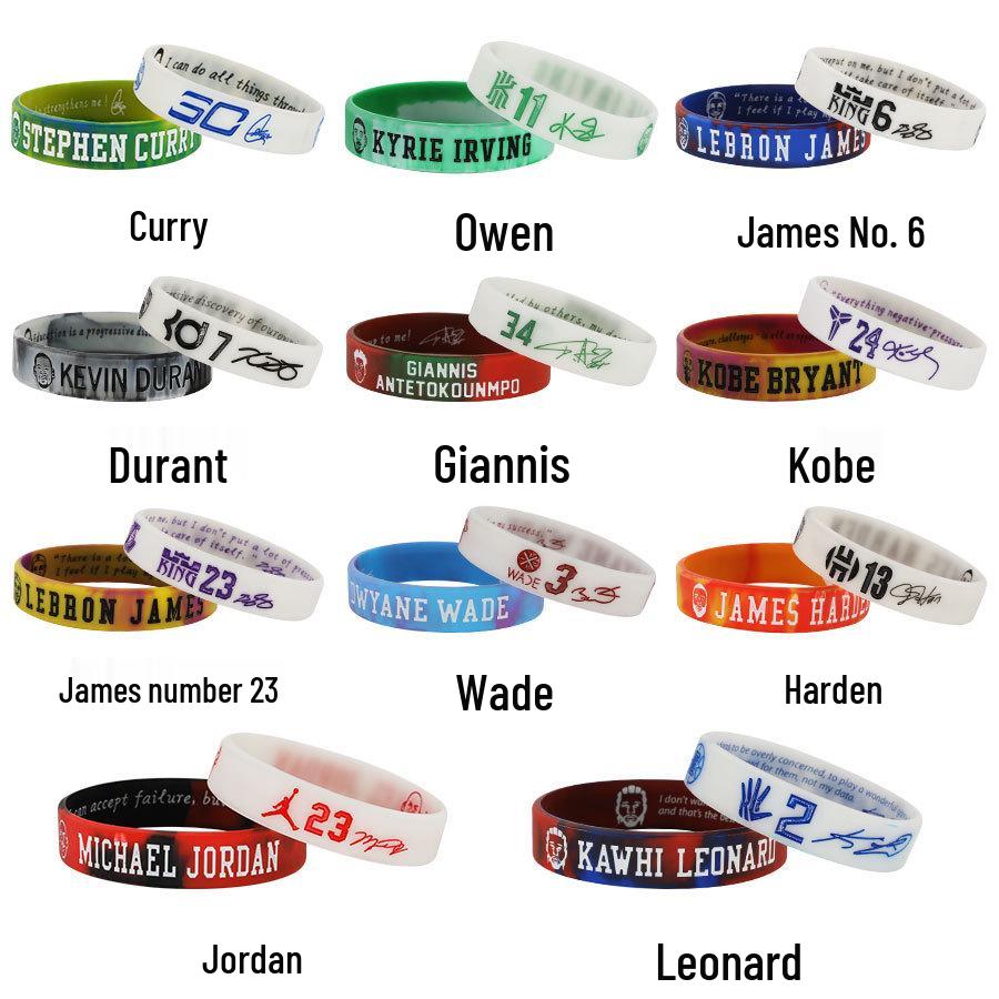 Basketball Glow Wristband: Kobe, James, Curry, Irving, Durant, Inspirational Silicone Bracelet