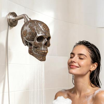 Resin Shower Head for Kids, Skull-Shaped High Pressure Shower Head, Easy Installation Bathroom Decor