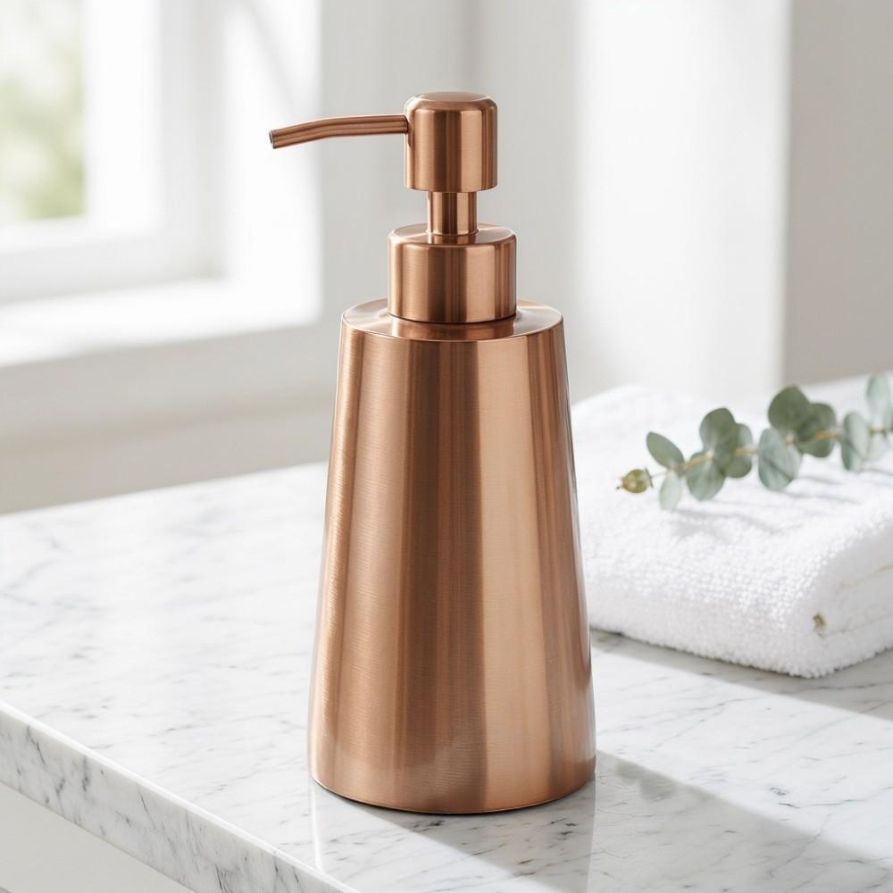 Dispensador de jabón color oro rosa Capacidad de 350 ml Dispensador de champú Dispensador de loción Accesorio de baño