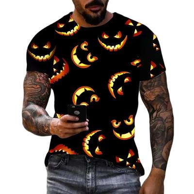 Evropa a Amerika Móda Originalita Halloween Téma Dýňová Grafická trička pro unisex trička s výstřihem do O výstřihu na sváteční párty Pánská trička