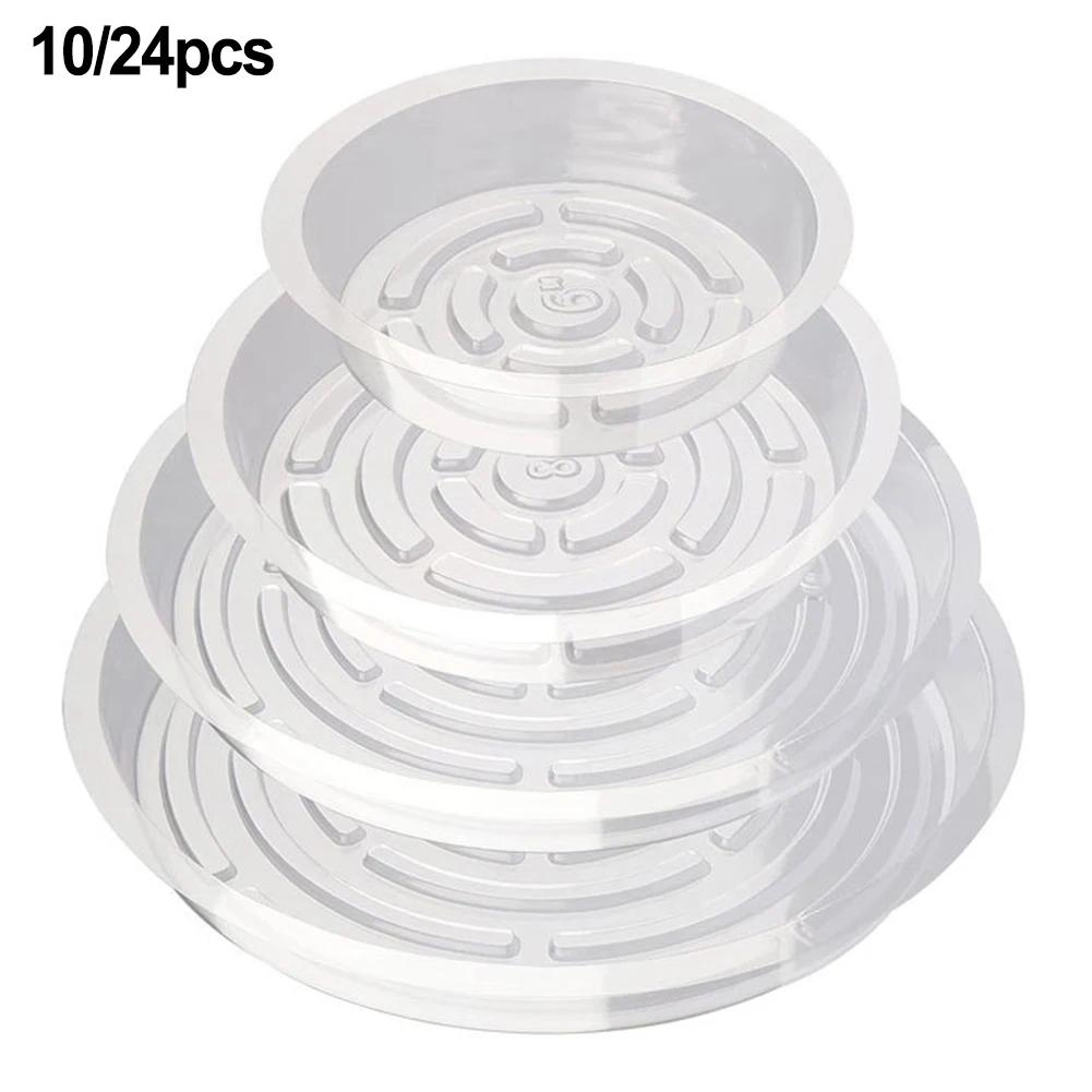 Clear Plastic Plant Saucers 10/24pcs 6-12 Inch Flower Pot Drip Trays For Indoor Outdoor Water Catcher Transparent Plant Trays