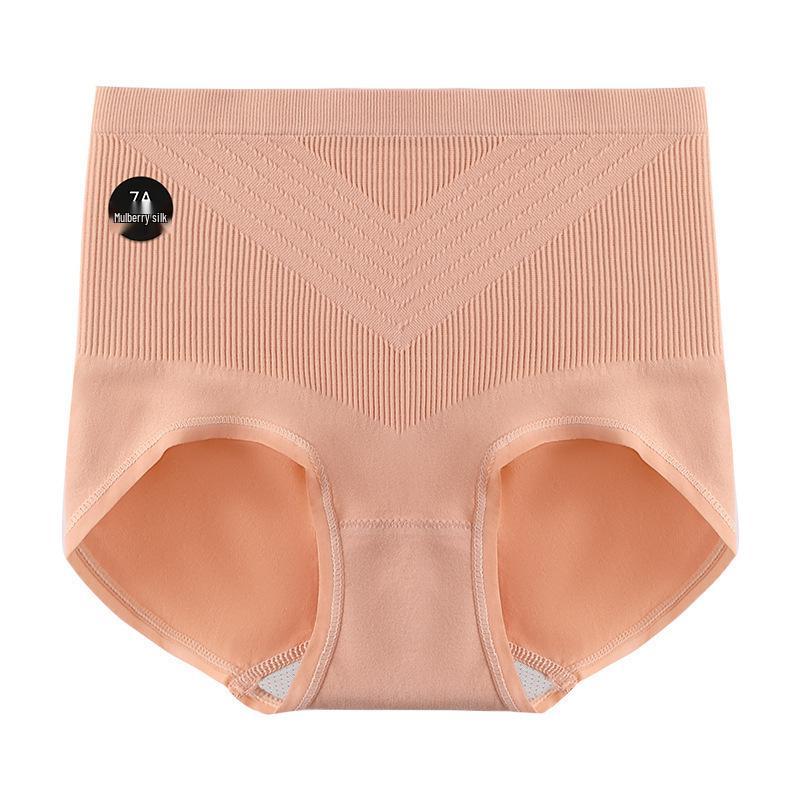 Women's 7A Antibacterial Silk High-Waist Seamless Tummy Control Underwear - Breathable Abdomen & Buttocks Lifting Briefs