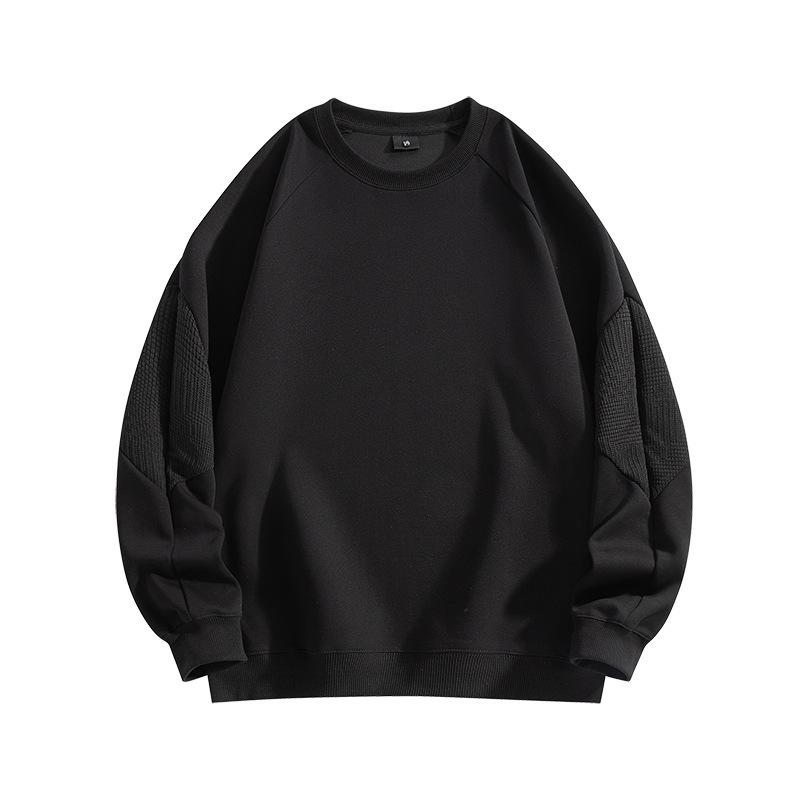 Herbst- und Winter-Schweres einfarbiges Rundhals-Sweatshirt Langärmeliges Herren-Weißes einfarbiges lockeres Rundhals-Innen-Unterhemd Trendiges Oberteil