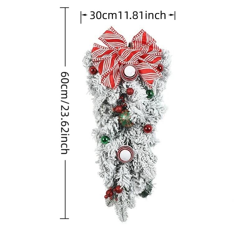 

Christmas Tree Christmas Wreath For Front Door Rattan Wreath Set With Red Bow Display Window Home Decor Christmas Decoration