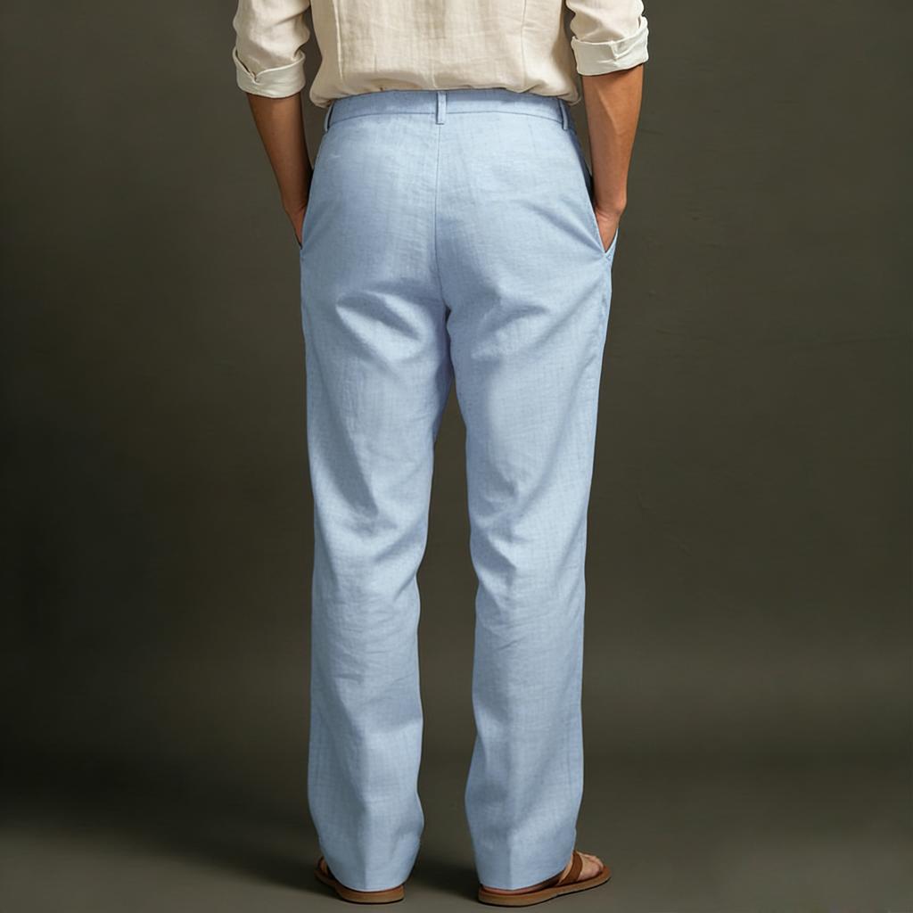 Pantaloni Casual Lunghi da Uomo in Cotone e Lino Colorati