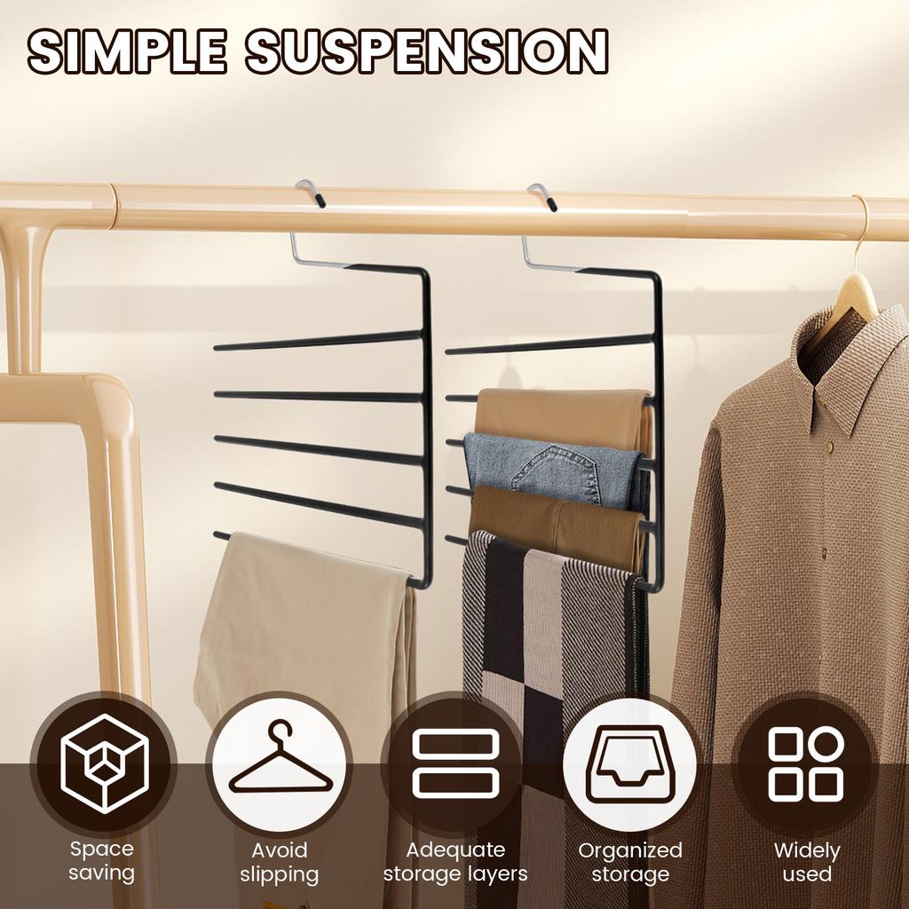 4Pcs 5 Tier Open Ended Pants Rack Nonslip Garden Flag Holder Space Saving Pant Hanger for Jean Trouser Pant Storage Organizer
