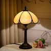 8 Inch Modern Stained Glass Bedside Table Lamp Beige Lampshade Desk Reading Night Light for Living Room Home Bedroom Office