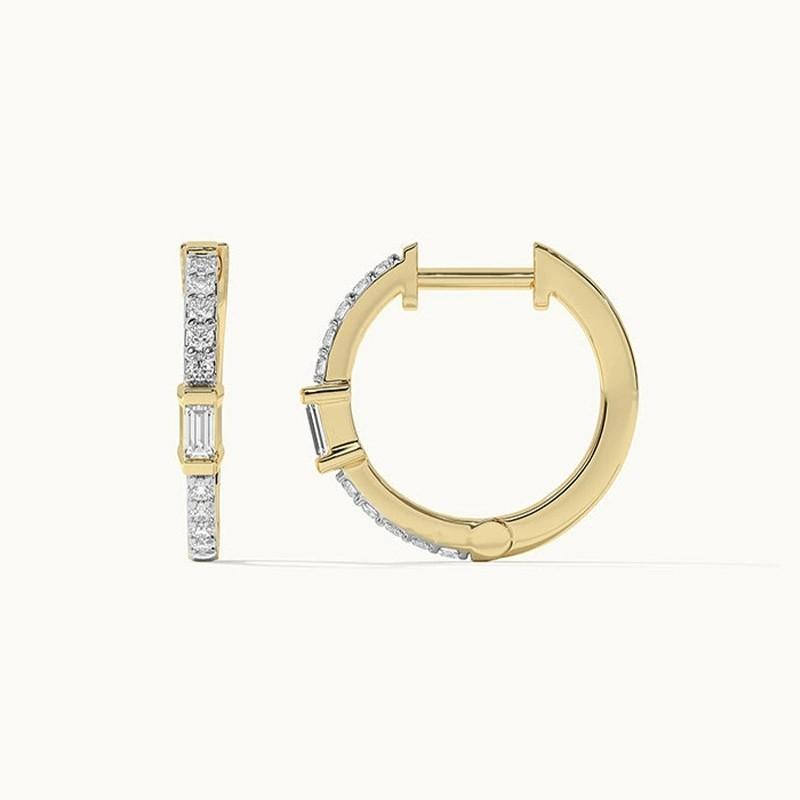 925 Silver Fashion Jewelry Sterling Silver 18K Gold Plated Simple Daily Wear Zircon Hoop Earring Party Gift for Women