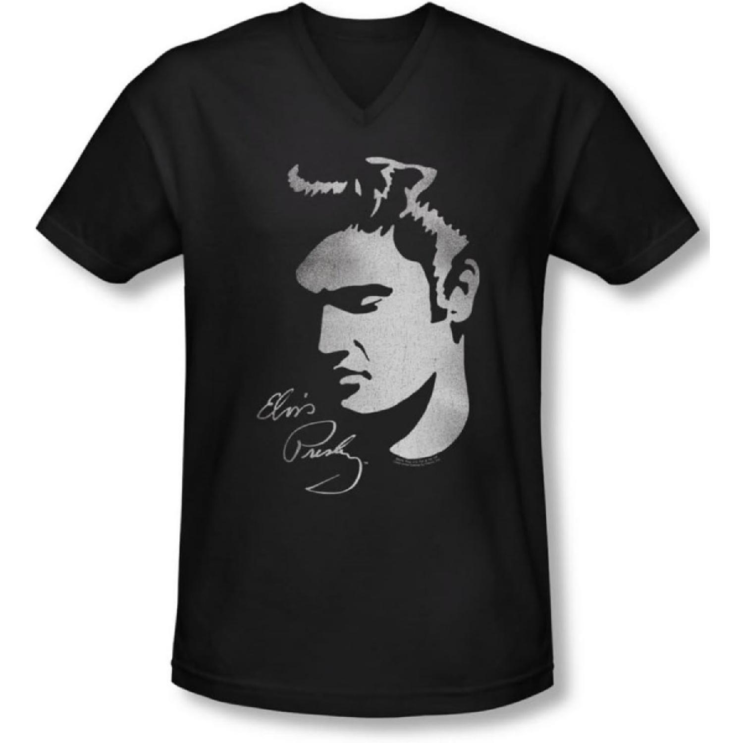 Elvis Presley - Mens Simple Face V-Neck T-Shirt S