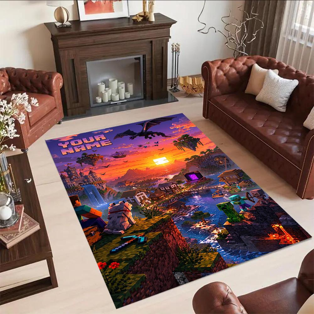 Minecraft Personalized Text Area Rug Design For Bedrooms Study Room Living Rooms Kitchen Antislip Carpet Anime Office Decor Wedding Party Gift