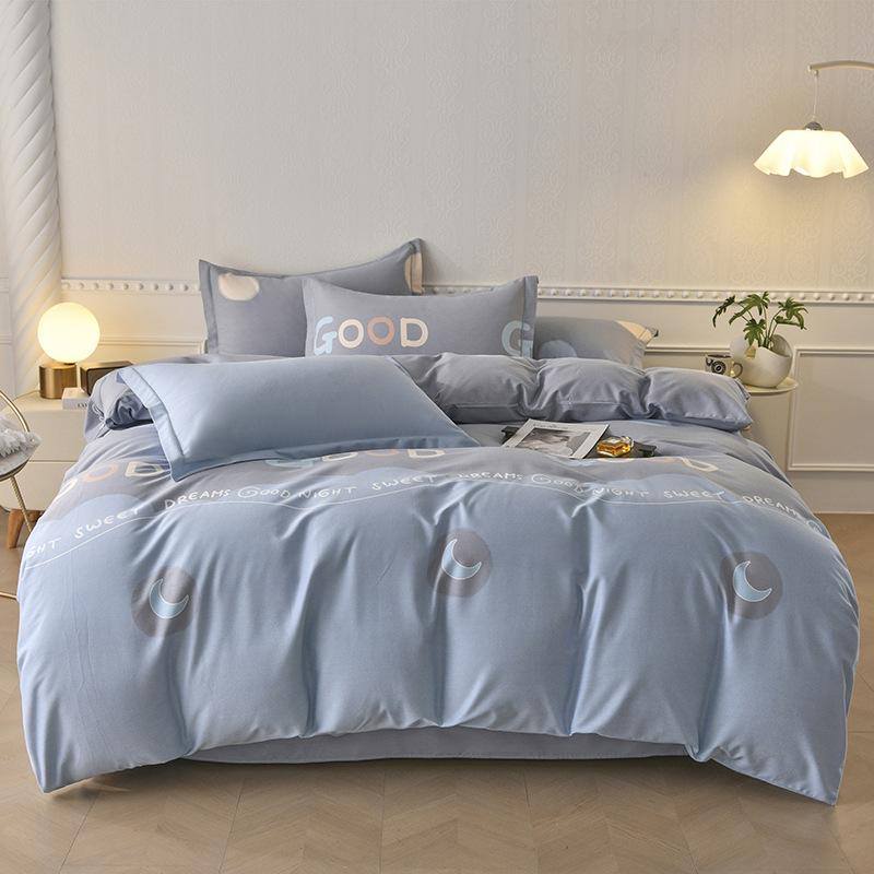 Thick Autumn Winter All Cotton Flannel 4 Piece Bed Sheet Set Home Use Pure Cotton Duvet Cover Fitted Sheet Pillowcases For Students Dormitory