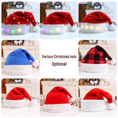 Εορταστικό Φωτιζόμενο Καπέλο Άγιου Βασίλη για Ενήλικες & Παιδιά: Βελούδινο, Ζεστό και Πολύχρωμο