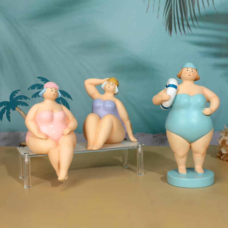 Alluring Beach Woman Resin Figurine - Home Decor Accent