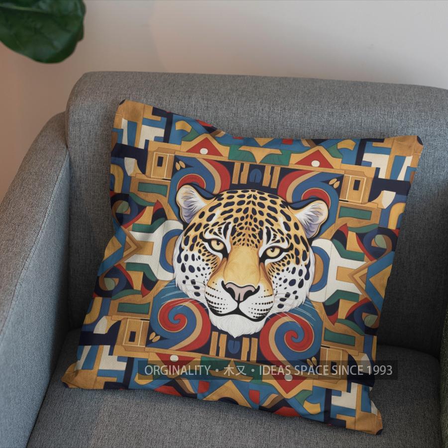 2D Geometric Tiger-Print Throw Pillow For Home Pattern Cushion Cover Suitable For Sofa Bedroom Car Pillow Cover