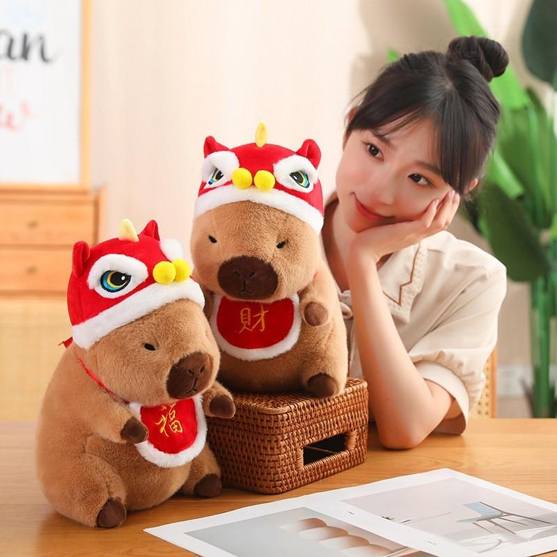 Capybara Plush Toy Holiday Cheer Cartoon Lion Christmas Fortune Festive Wealth