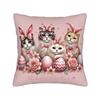 Funny Easter Cats Ears Bunny Eggs Pillow Case  Comfy Pillow Cover Vintage Pillowcases For Sofa Couch Bed Living Room