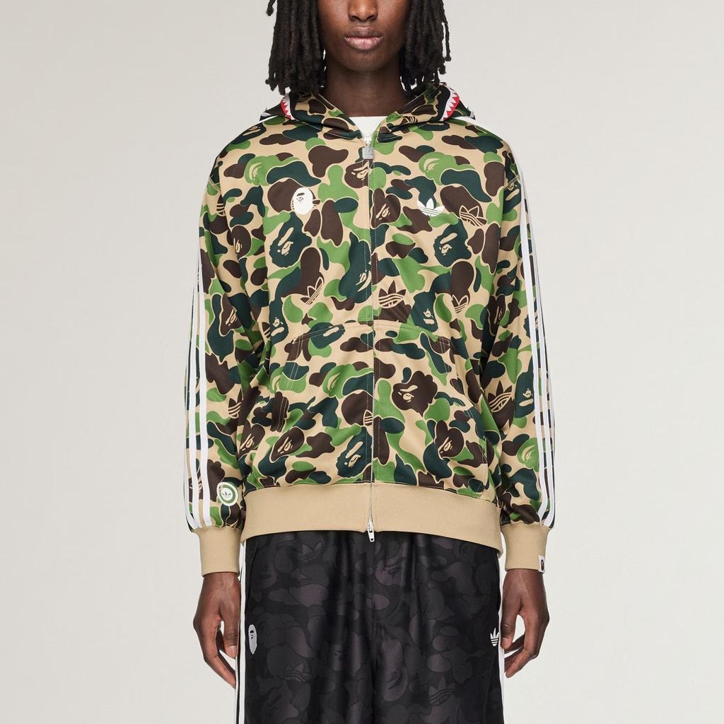 adidas X BAPE Shark Track Hoodie Jacket Crew Green Unisex Outerwear KF4916