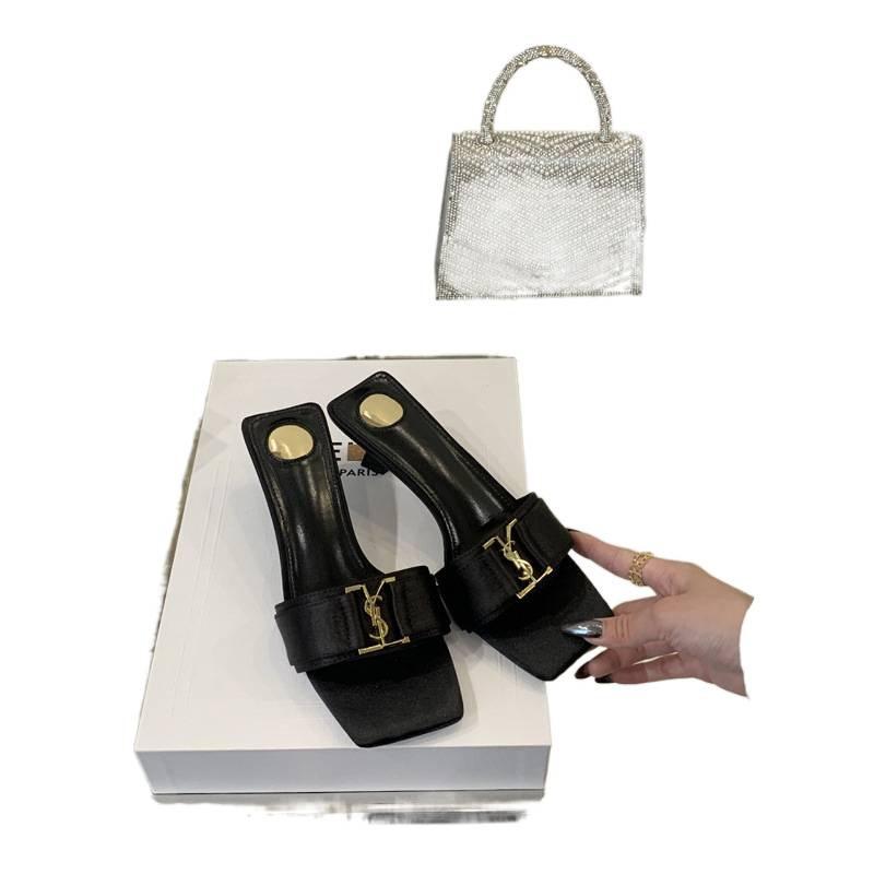 Temperament outer wear thin heel toe cool slippers women's black 2025 new summer fashion sexy high heels