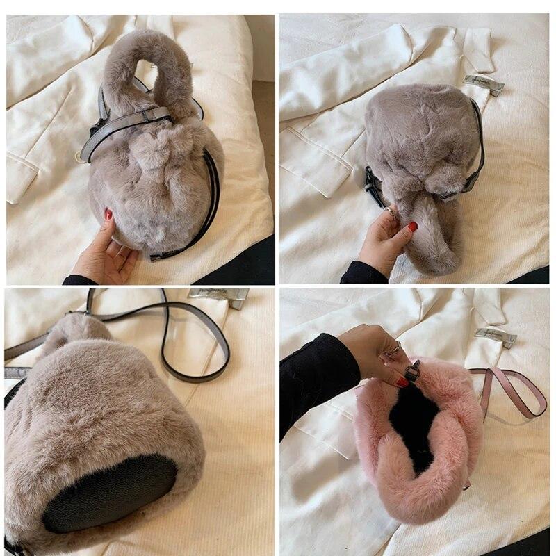 Bolso de piel suave y cálido de invierno para mujer, bandolera de felpa de diseñador, de pequeña capacidad, tipo mensajero, de lujo, monedero.