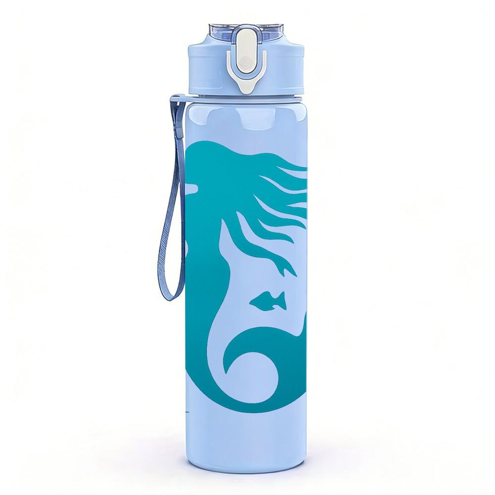 1PC Blue Mermaid Ocean Art 750ml Color Plastic Sports Water Bottle Leakproof Flip Straw Lid Suitable for Sports Office Home Use