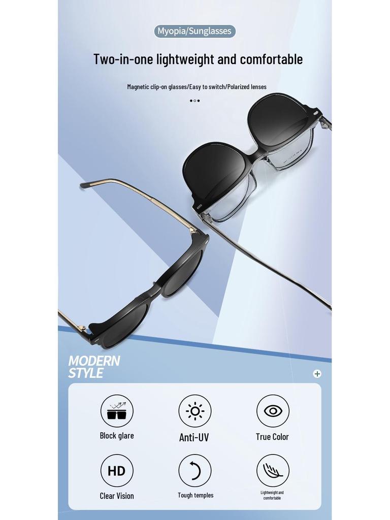2024 Polarized Clip-On Myopia Sunglasses: Portable Dual-Use Flip-Up Design