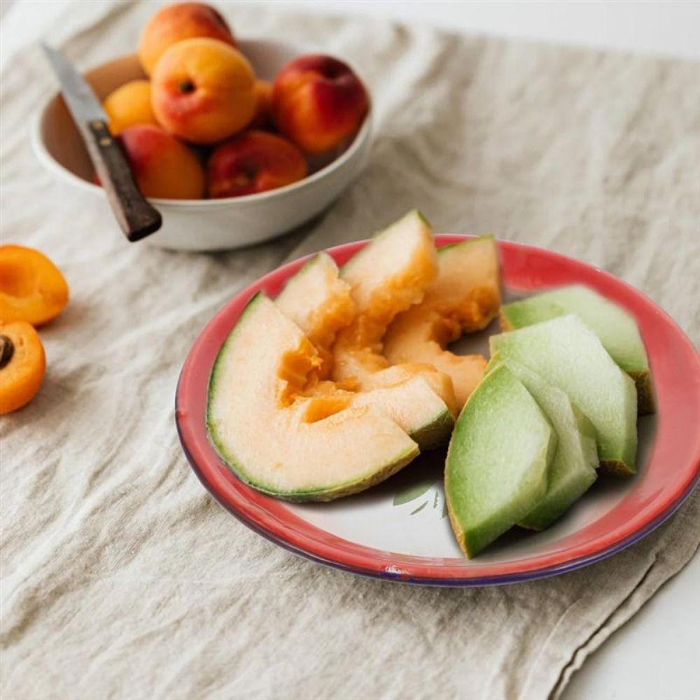 Old-fashioned Iron Enamel Dish Plate Iron Enamel Food Storage Tray Round Enamel Plate  Dessert