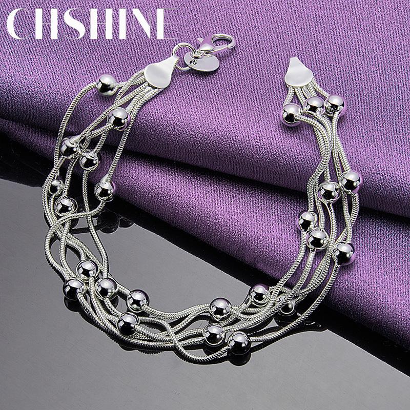 CHSHINE 925 Sterling Silver Five Snake Chain Bracelet For Women Men Wedding Party Fashion Charm Jewelry