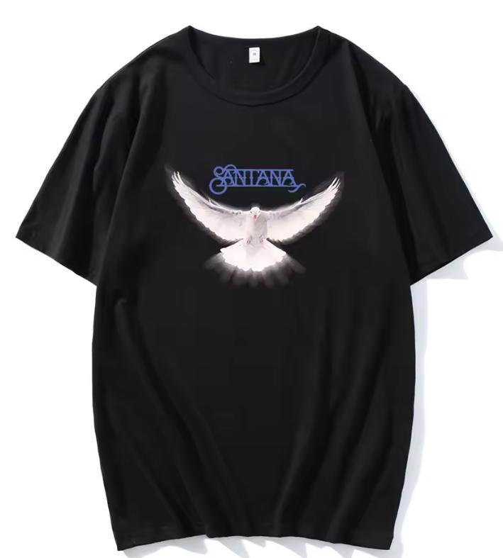 Carlos Santana Loose Dove Logo Tee Cotton Short Sleeve Casual Male Tshirt Fashion Unisex Streetwear Graphic Printing Tshirts