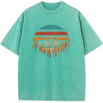 Men's Mountain Forest Deeply Wild Printed Crewneck Short-sleeve T-shirt Men Women Fashion Oversized T-shirt