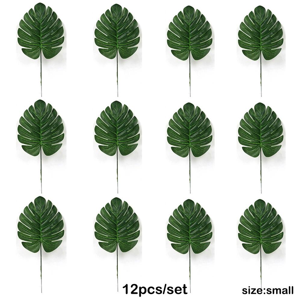 Artificial Tropical Palm Leaves Safari Jungle Decorations Hawaiian Luau Party Leaf Home Table Decor Wedding Birthday Fake Plants