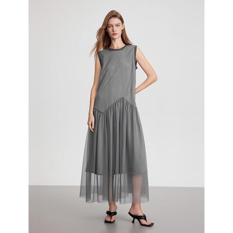 ELLE French-Style Sleeveless Mesh Dress