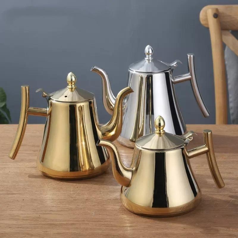 Thickening Stainless Steel Teapot Pot Kettle Hotel Restaurant Household Induction Cooking Flower Tea Pot Coffee Jug