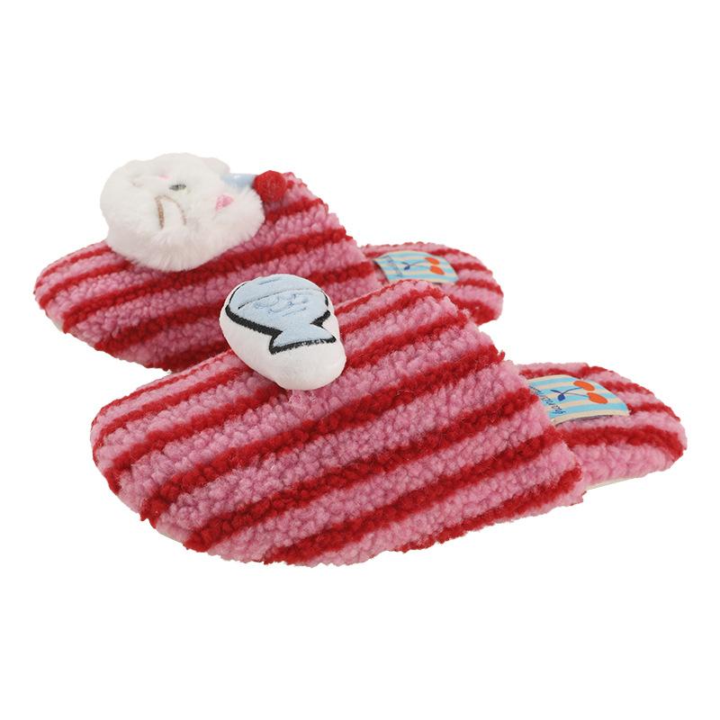 Warm edge cute fun cartoon kitten fish pattern striped slippers home warm cute indoor non-slip cotton slippers women