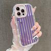 Personality Vertical Stripes Mirror Phone Case For iPhone 17 Air 16 Pro Max 17 15 14 13 12 11 8 Plus X XS Protection Back Cover