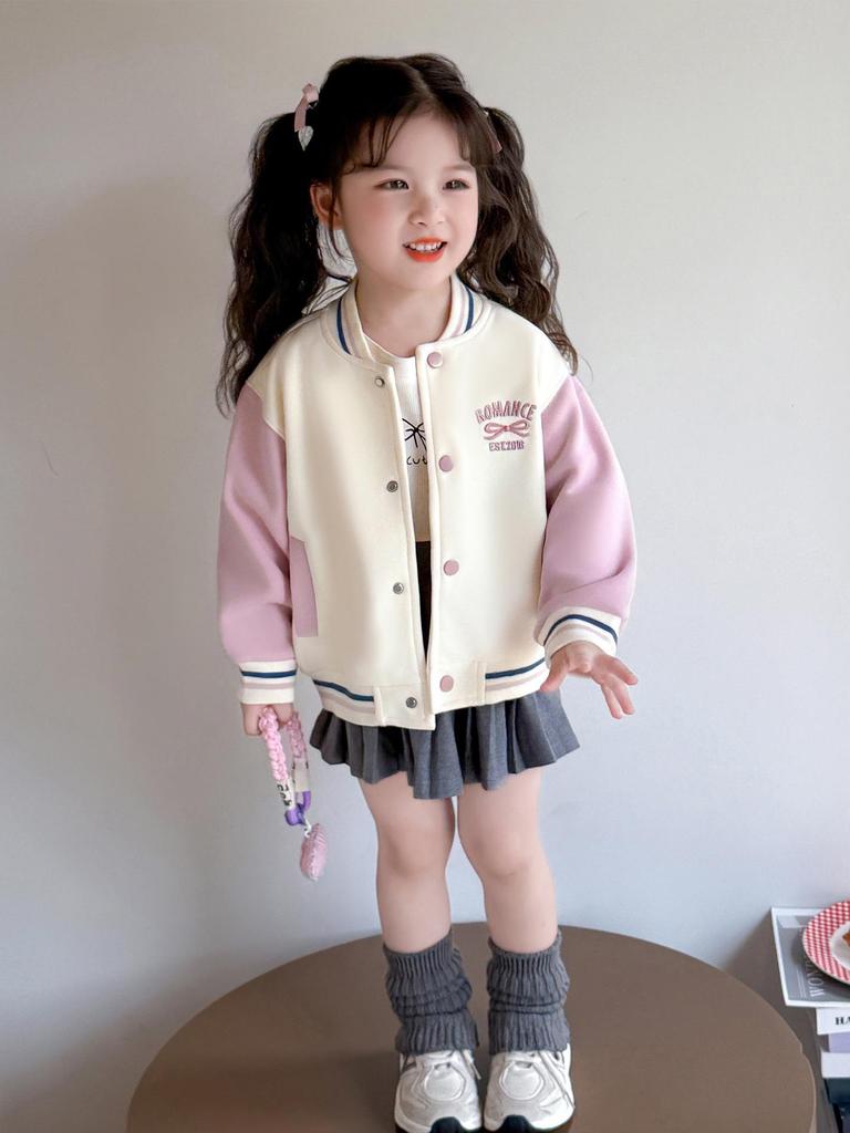 Modna Jesienna Kurtka dla Dziewcząt 2025 - Codzienna Wiosenna i Jesienna Odzież Wierzchnia w Stylu Baseballowym