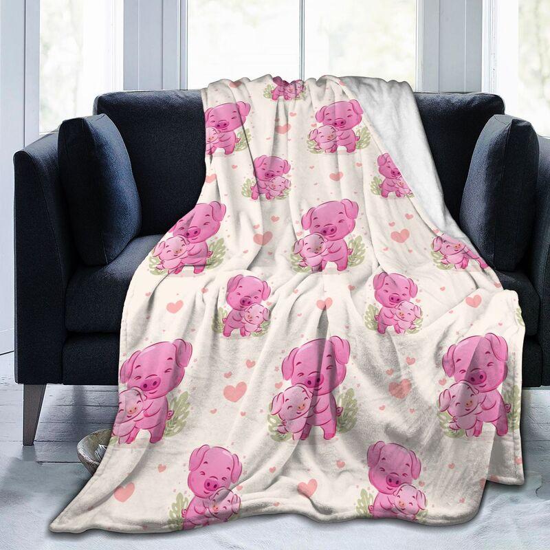 Cute Pig Themed Blanket Gifts Flannel Fleece Throw Blanket Soft for Girls Boys Adults Lightweight Comfortable Warm Blankets